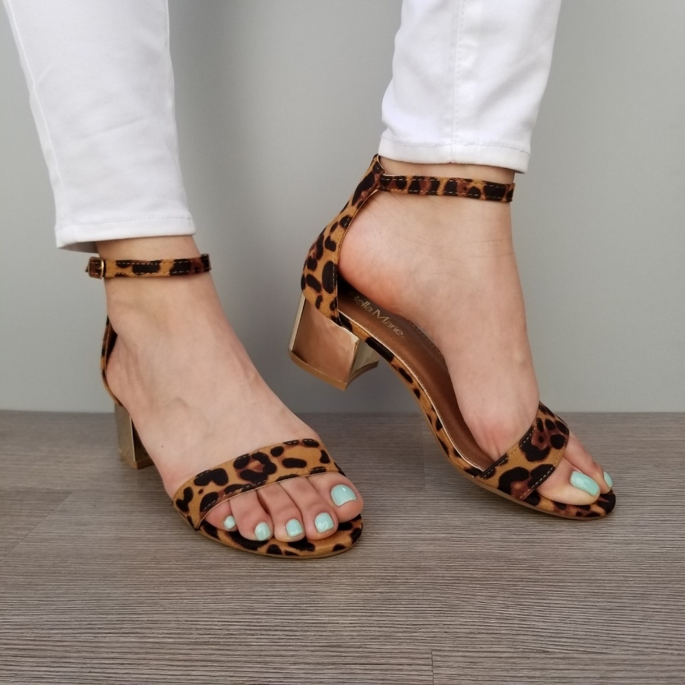 Block Heel Suede Leopard Sandal - Picture 3 of 8